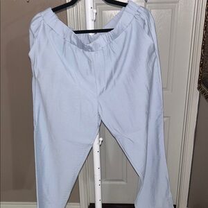 Casual Light Blue Elastic Waist Pants